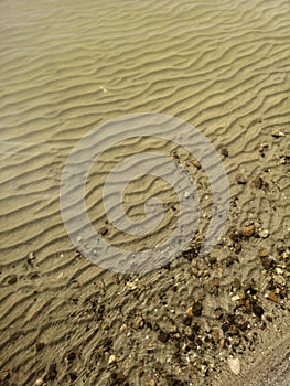 Sand shallow water,ÃÂ waves pattern on sand under the water